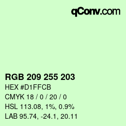 Color code: RGB 209 255 203 | qconv.com