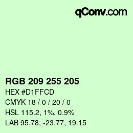 Código de color: RGB 209 255 205 | qconv.com