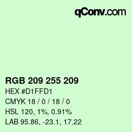 Color code: RGB 209 255 209 | qconv.com