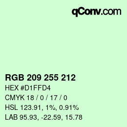 Color code: RGB 209 255 212 | qconv.com