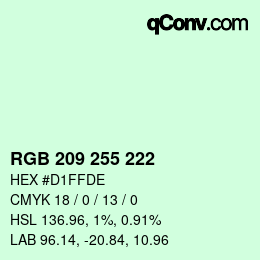 Color code: RGB 209 255 222 | qconv.com