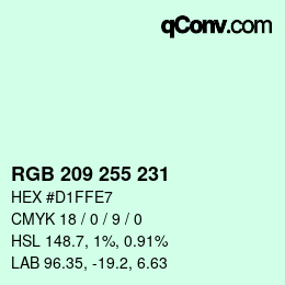 Color code: RGB 209 255 231 | qconv.com