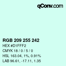 Color code: RGB 209 255 242 | qconv.com