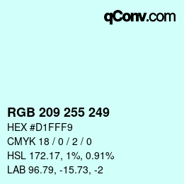 Color code: RGB 209 255 249 | qconv.com