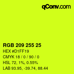 Color code: RGB 209 255 25 | qconv.com