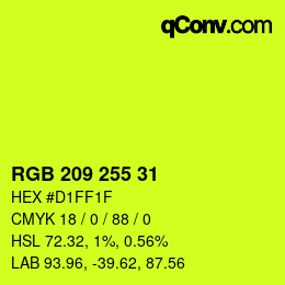 颜色代码: RGB 209 255 31 | qconv.com