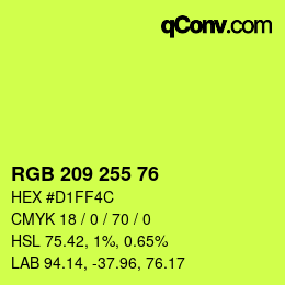 Color code: RGB 209 255 76 | qconv.com