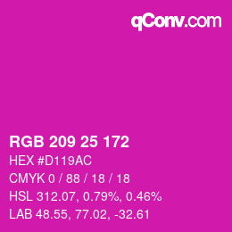 Color code: RGB 209 25 172 | qconv.com