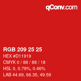 Color code: RGB 209 25 25 | qconv.com