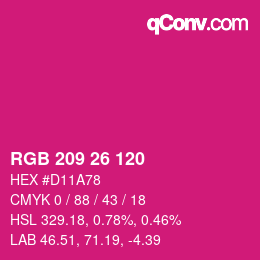 颜色代码: RGB 209 26 120 | qconv.com