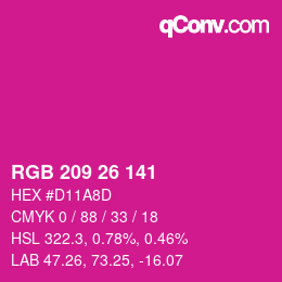 颜色代码: RGB 209 26 141 | qconv.com