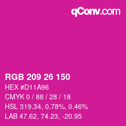 颜色代码: RGB 209 26 150 | qconv.com