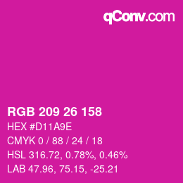 カラーコード: RGB 209 26 158 | qconv.com