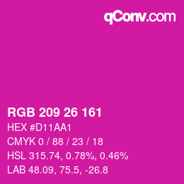 颜色代码: RGB 209 26 161 | qconv.com