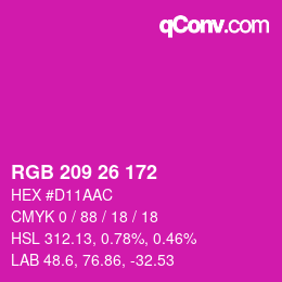カラーコード: RGB 209 26 172 | qconv.com