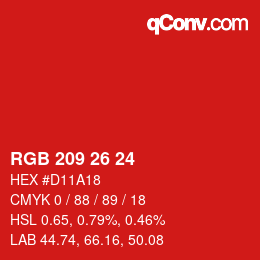 カラーコード: RGB 209 26 24 | qconv.com
