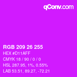 颜色代码: RGB 209 26 255 | qconv.com