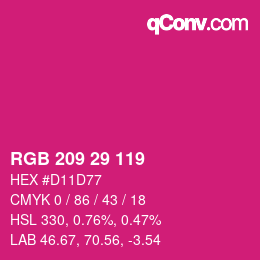 カラーコード: RGB 209 29 119 | qconv.com