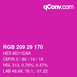 Color code: RGB 209 29 170 | qconv.com