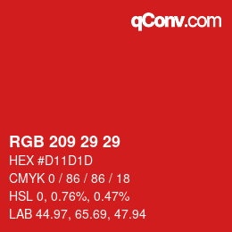 Color code: RGB 209 29 29 | qconv.com