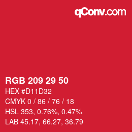カラーコード: RGB 209 29 50 | qconv.com