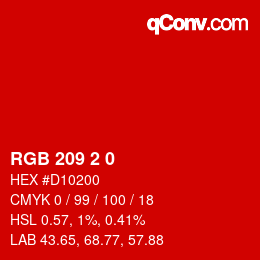 カラーコード: RGB 209 2 0 | qconv.com