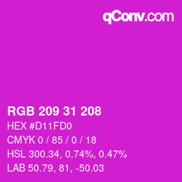 Farbcode: RGB 209 31 208 | qconv.com