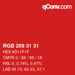 Color code: RGB 209 31 31 | qconv.com