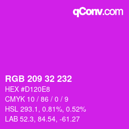 Color code: RGB 209 32 232 | qconv.com