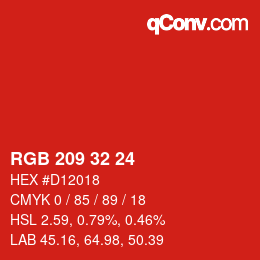 カラーコード: RGB 209 32 24 | qconv.com