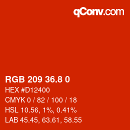 カラーコード: RGB 209 36.8 0 | qconv.com