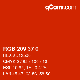 カラーコード: RGB 209 37 0 | qconv.com