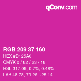 颜色代码: RGB 209 37 160 | qconv.com