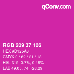 Color code: RGB 209 37 166 | qconv.com