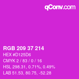 カラーコード: RGB 209 37 214 | qconv.com