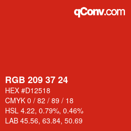 カラーコード: RGB 209 37 24 | qconv.com