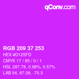 Color code: RGB 209 37 253 | qconv.com