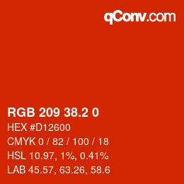 カラーコード: RGB 209 38.2 0 | qconv.com