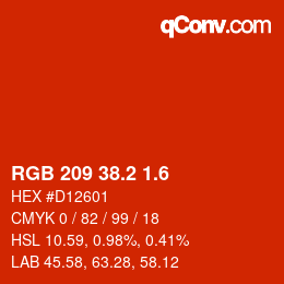 カラーコード: RGB 209 38.2 1.6 | qconv.com