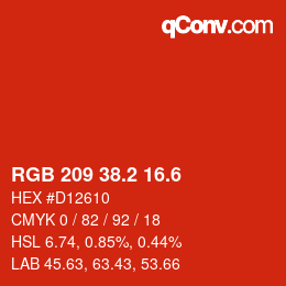 カラーコード: RGB 209 38.2 16.6 | qconv.com