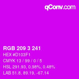 Color code: RGB 209 3 241 | qconv.com