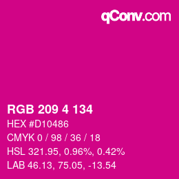 カラーコード: RGB 209 4 134 | qconv.com