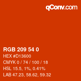 カラーコード: RGB 209 54 0 | qconv.com