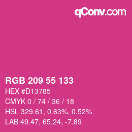 カラーコード: RGB 209 55 133 | qconv.com