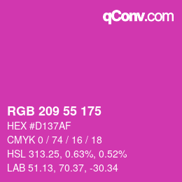 カラーコード: RGB 209 55 175 | qconv.com