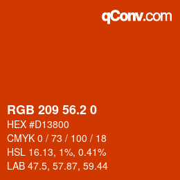 カラーコード: RGB 209 56.2 0 | qconv.com