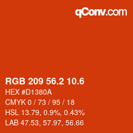 カラーコード: RGB 209 56.2 10.6 | qconv.com