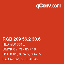 カラーコード: RGB 209 56.2 30.6 | qconv.com