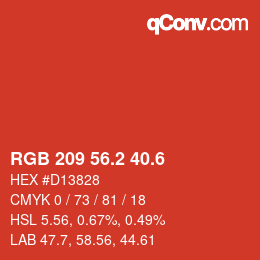 カラーコード: RGB 209 56.2 40.6 | qconv.com