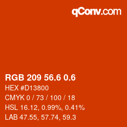カラーコード: RGB 209 56.6 0.6 | qconv.com